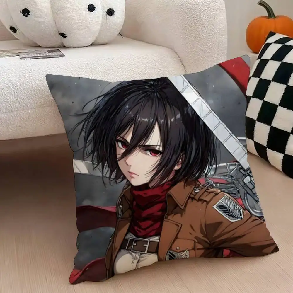 Mikasa Ackerman A-Attack on Titan Pillow Case Pattern Printed Pillowcase For Living Room Sofa Cushion Cover