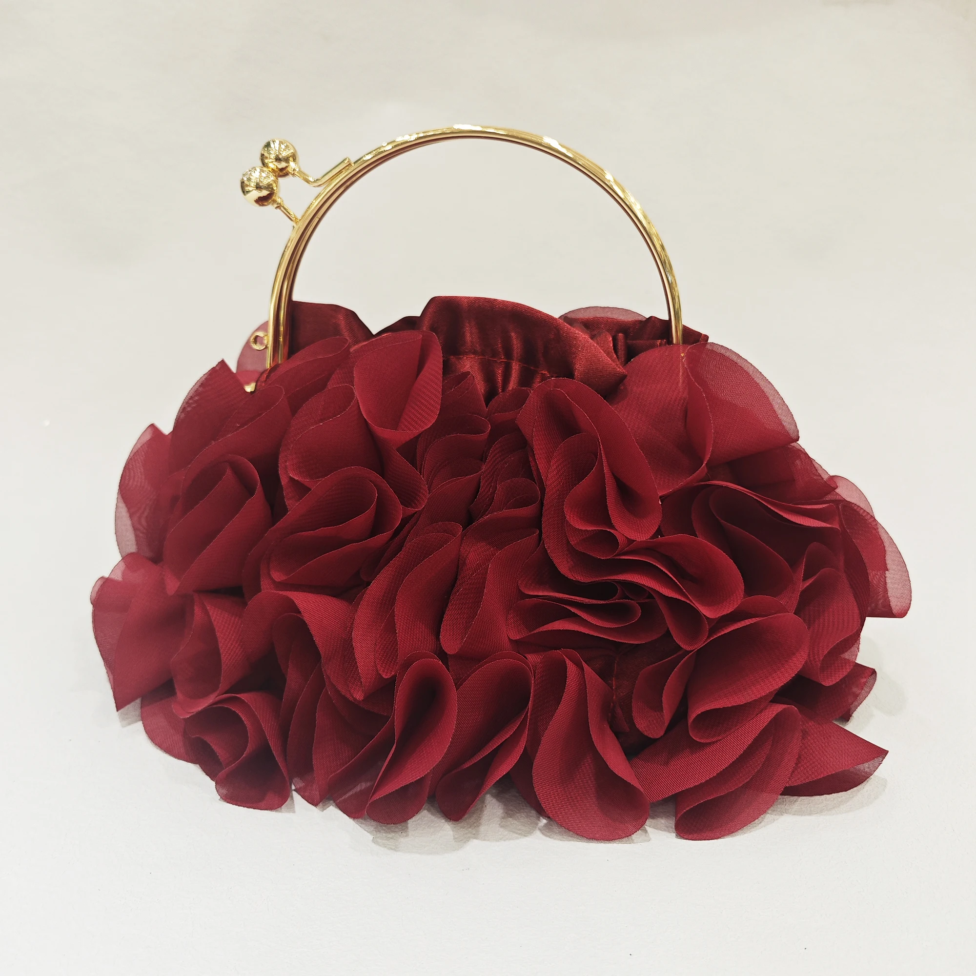 Red/White Bridal Flower Evening Clutch Bag Fashion Satin Floral Wedding Party Purses Small Shoulder Handbags Designer Women Bags