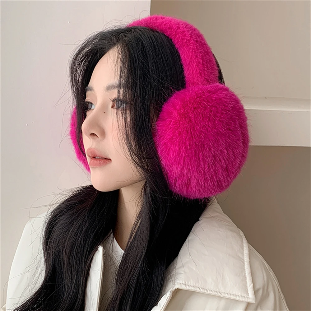 Winter Solid Color Headphones Fashion Soft Plush Earmuffs Unisex Fluffy Thermal Ear Covers Woman\'s Outdoor Earflap Accessories