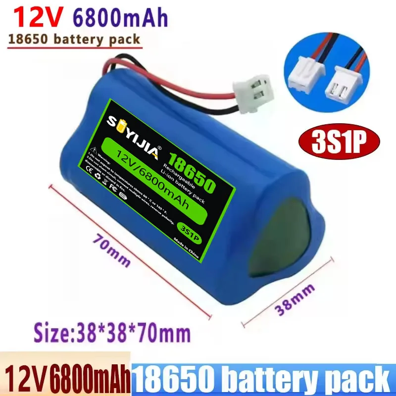 BCAK 11.1V 6800mAh 3S1P 18650 Hight Quality Lithium Battery Pack with 5A BMS for CCTV Cameras Li-Ion Backup Power