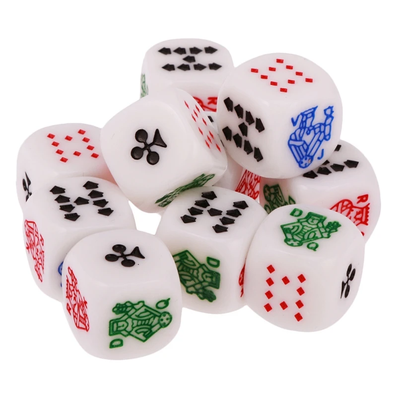 10 pçs 6 lados d6 dados jogo cartas jogo dados rainha 16mm acrílico amigos festa jogo tabuleiro dados