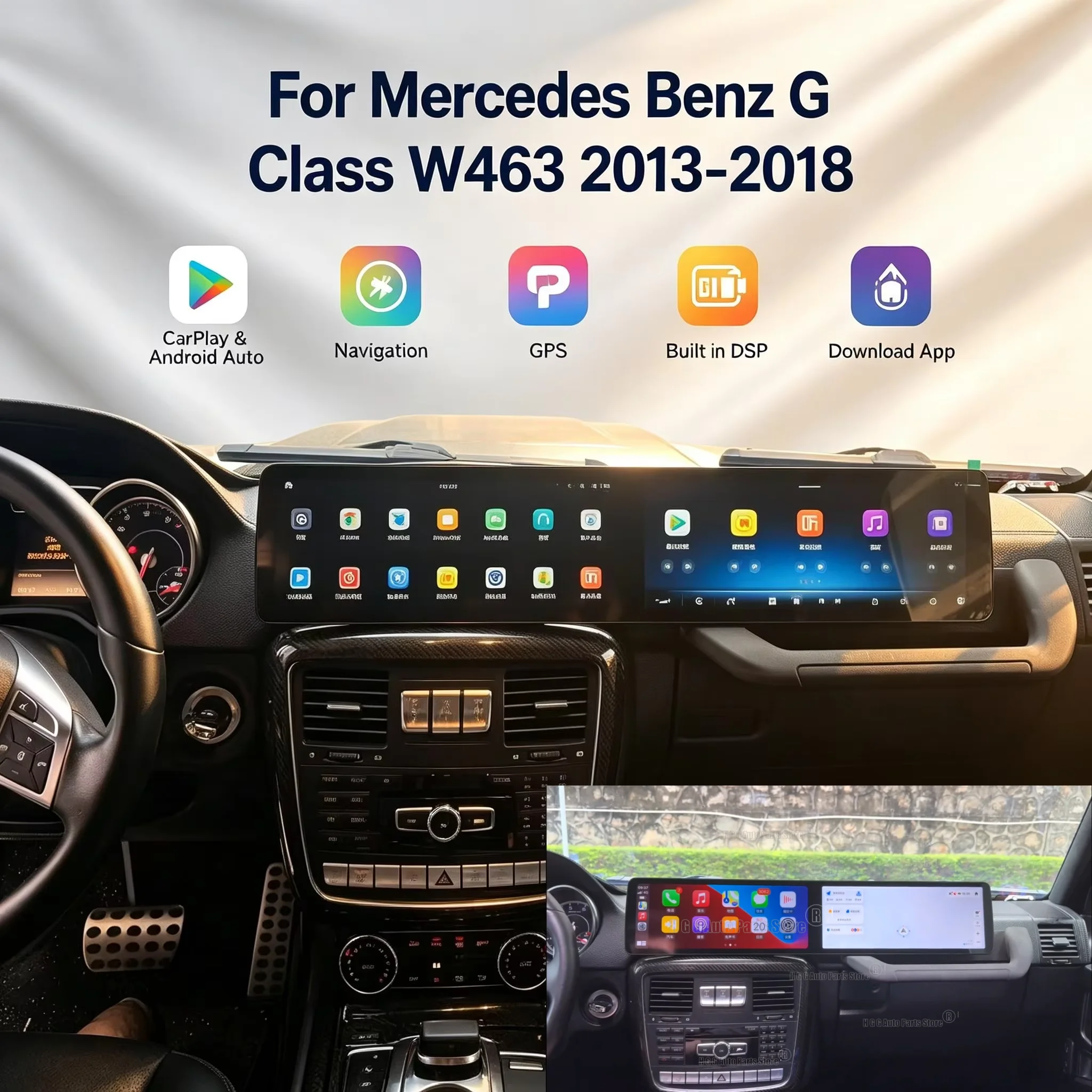 jo Car Carplay Android For Mercedes Benz G Class W463 2013 2014-2018 Dual Screen GPS Navigation HeadUnit Multimedia Player Radio