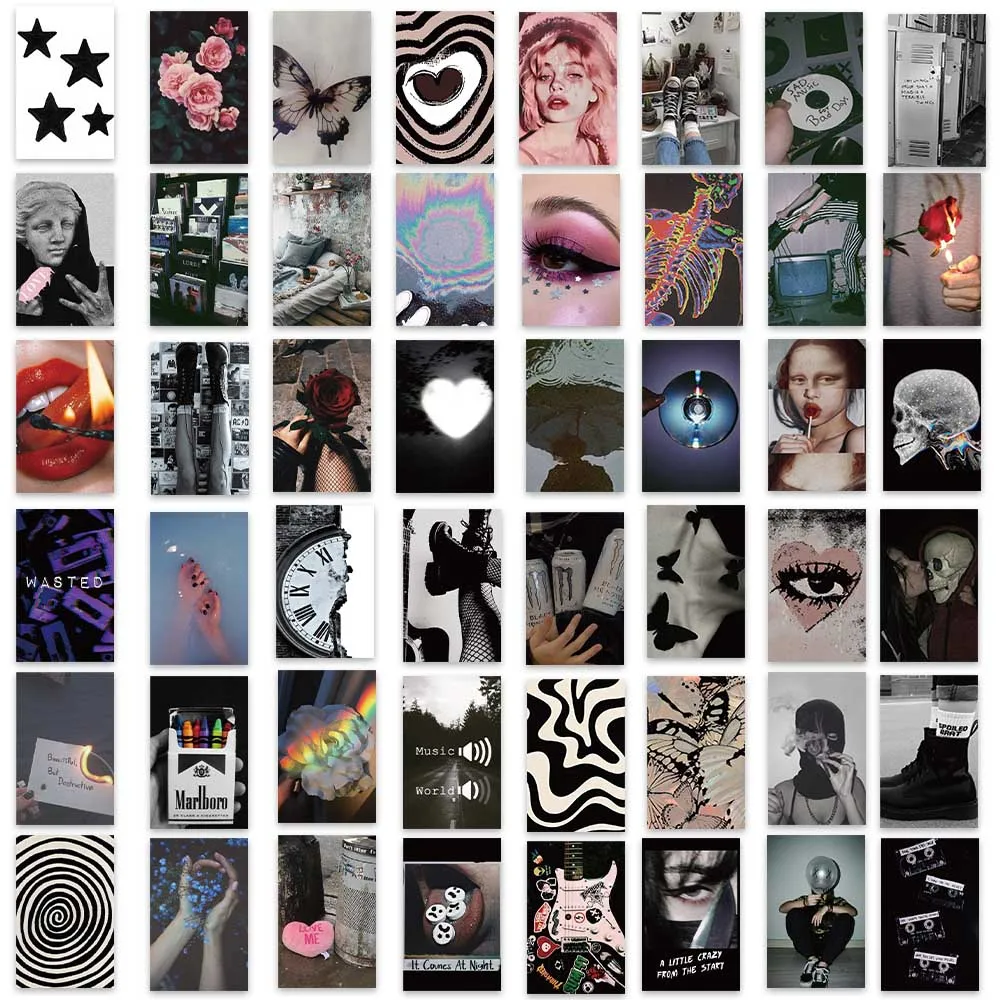 50PCS Black Grunge INS Style Stickers Funeral style Graffiti Decals For Laptop Luggage Scrapbook Fridge  exquisite DIY Stickers