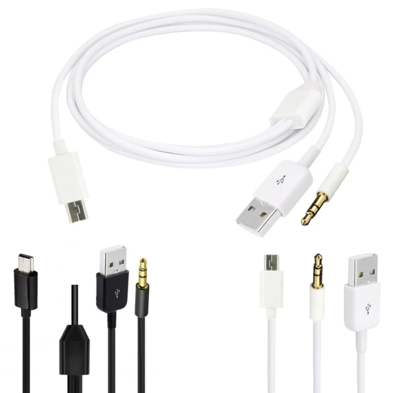 

M2EC USB Cord Mini USB Cable 3.5mm Plugs Cable Stereo Cord for MP3 MP4 100cm Stereo USB Speaker Cord Replacement