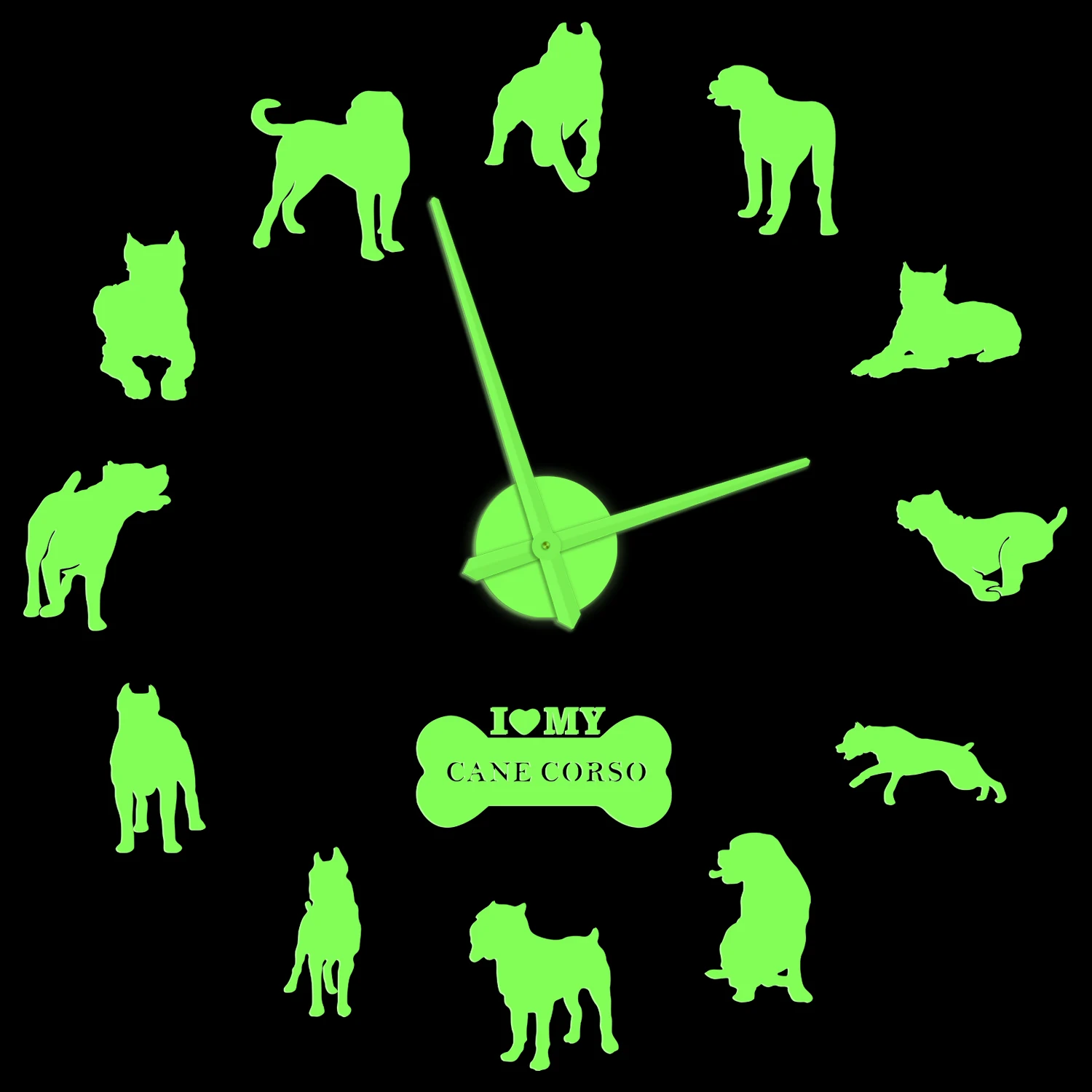 

Cane Corso Italiano Dog Breed Modern Design Luminous Clock Italian Hunter Companion Guard Wildlife Animal Frameless DIY Watch