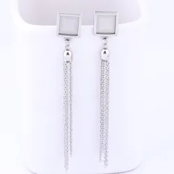 6pcs Fit 10mm Square Cabochon Earring Stud Base Settings Stainless Steel Tassel Charms Diy Earrings Making Materials