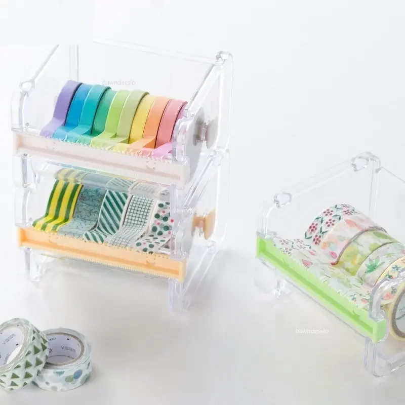 Creative Washi Tape Cutter Set Tape Tool Transparent Tape Holder Tape Dispenser School Supplies Office Stationery For Student