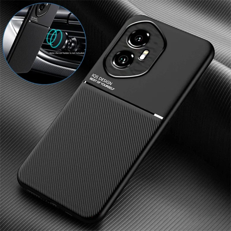 

Soft Frame Leather Case For Honor 300 Pro Honor300 Phone Cases Car Magnetic Holder Silicone Bumper Back Cover for Honor 300Pro