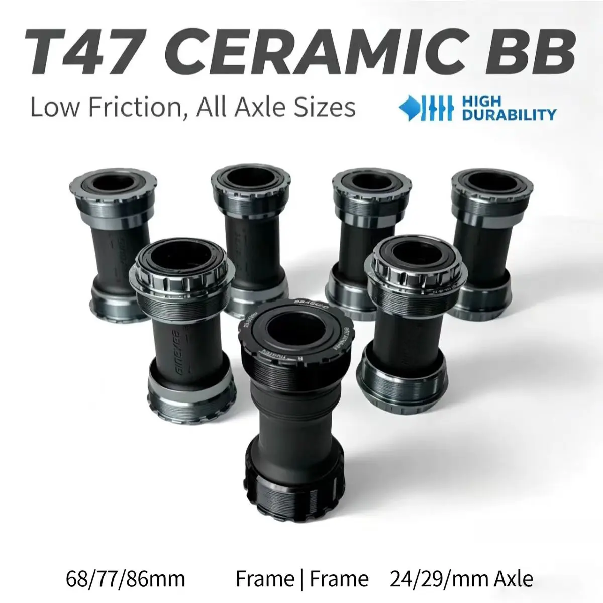 AliExpress NONE GINEYEA T47 Threaded Bottom Bracket Ceramic Bearing Waterproof 68/77/86mm 24/29mm Axle For Road MTB Gravel Bike