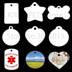 100Pcs Customize Sublimation Dog Tag Pet Aluminum Id Cat Accessories Address Tag For Dogs Heat Transfer Printing Blank Nameplate