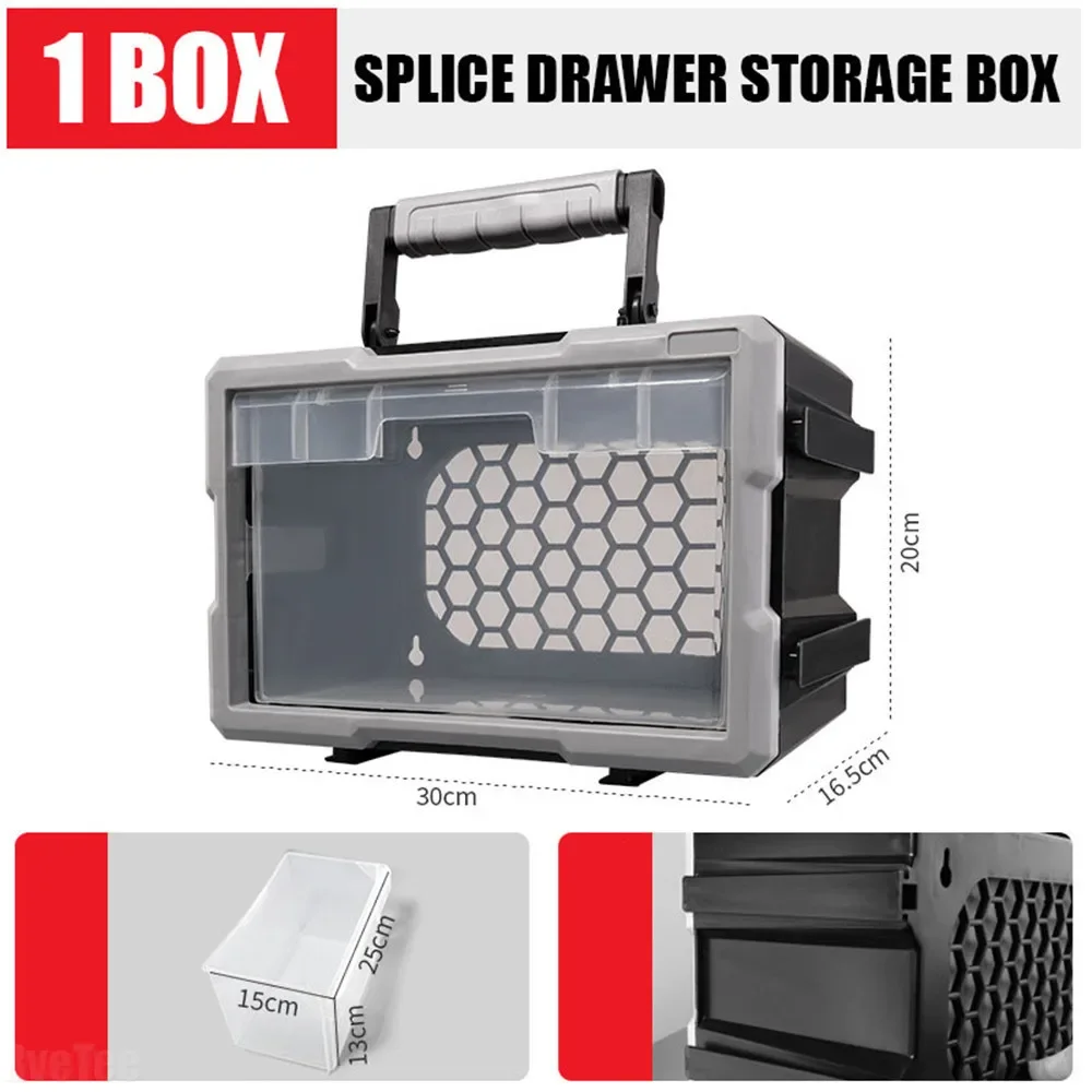 Plastic Parts Toolbox with Multi-grid Drawer for Professional Mechanics Suitcase Screws Accessories Tool Storage Case