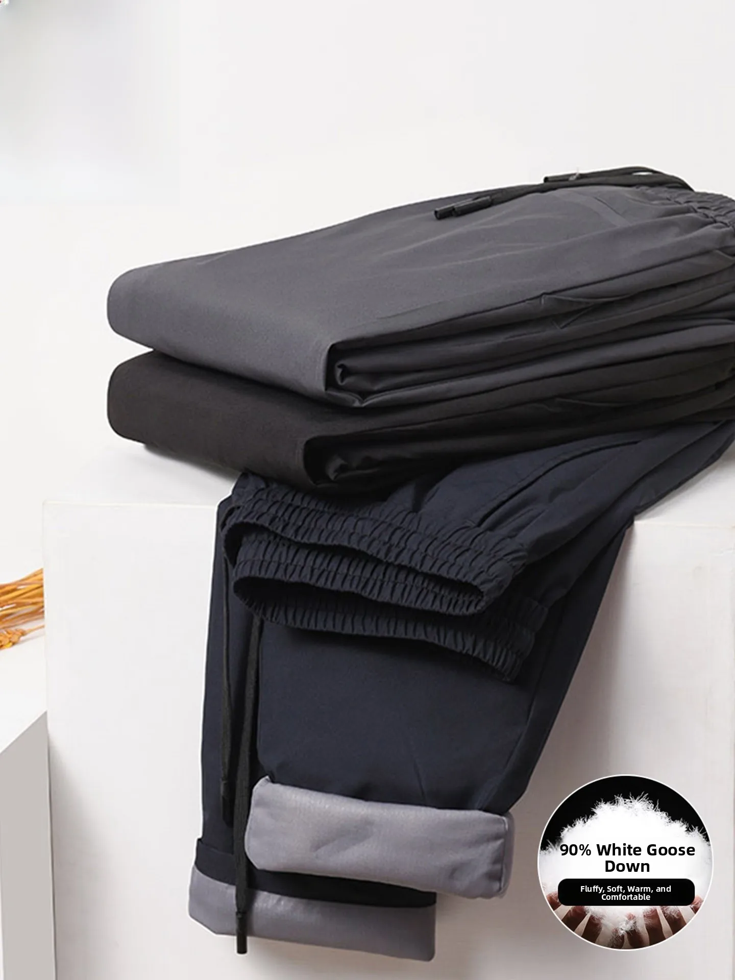 

Утепленные мужские повседневные брюки из гусиного пуха, прямые, зимние, теплые, для делового стиля, длинные, для повседневной носки