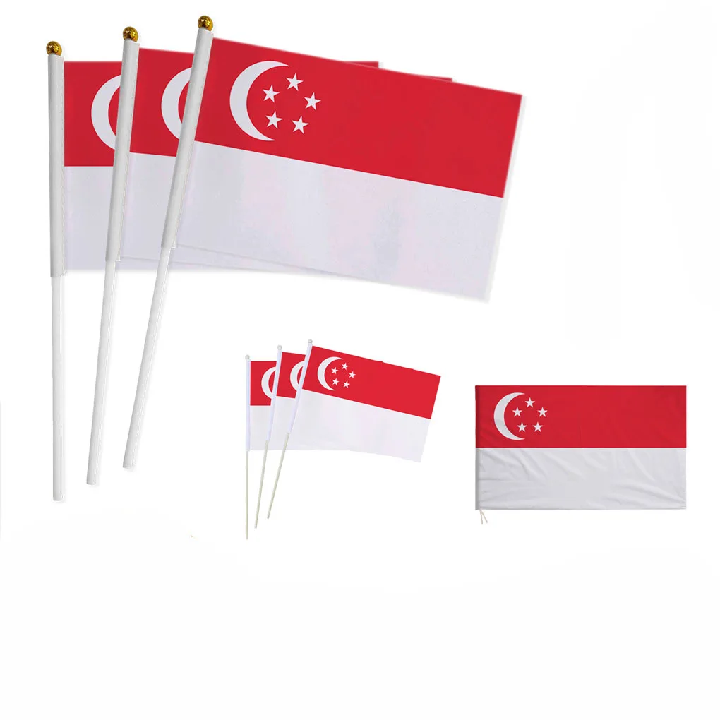 Z-ONE FLAG  Singapore Hand Flag 14*21cm Singaporean National Flag Small Hand Held Waving Flag Indoor Outdoor Home Decor