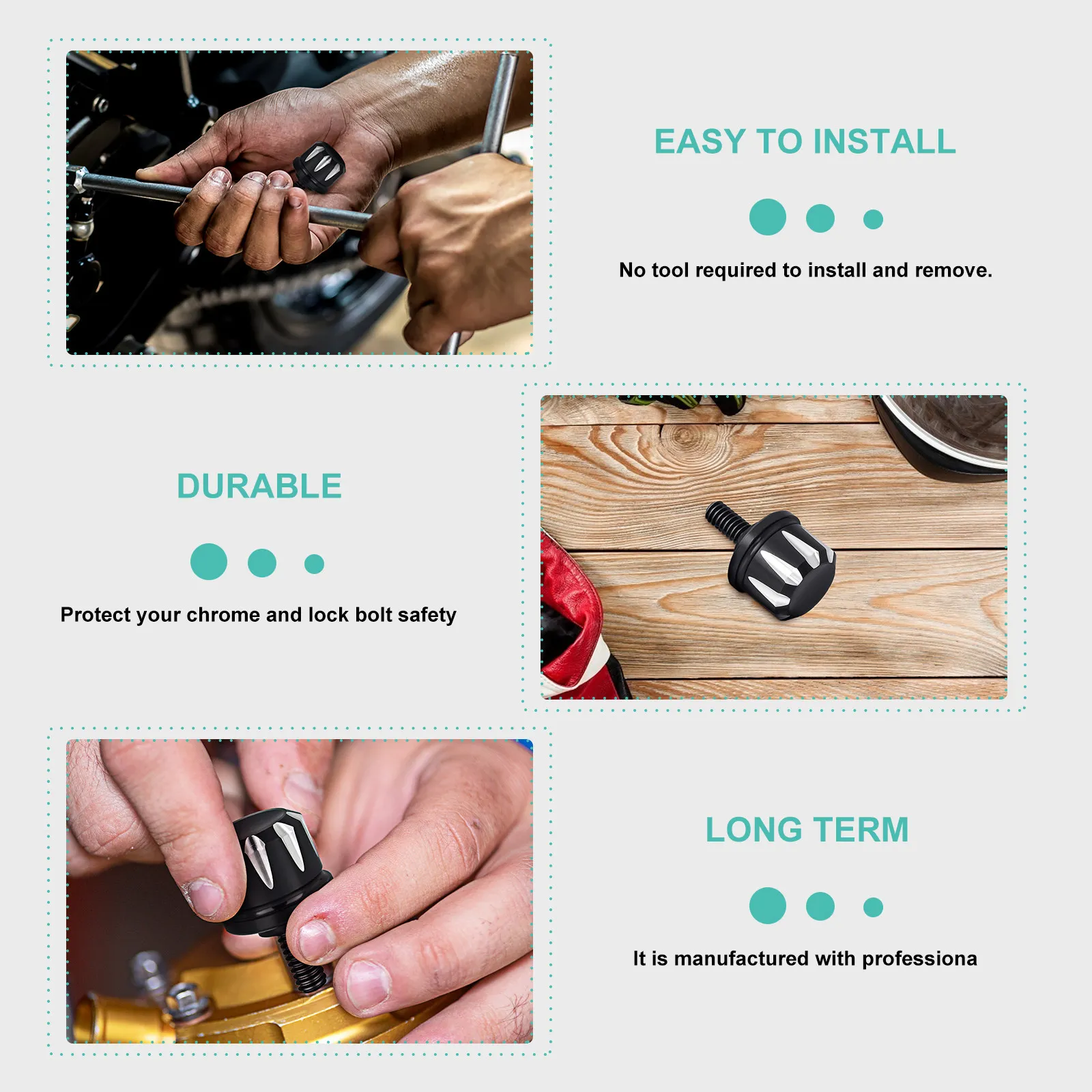 Rear Seat Bolt Durable Black Mount Screws Easy Install No Tools Anti-Rust Iron Plastic Replacement Screws For Motorcycle Chrome