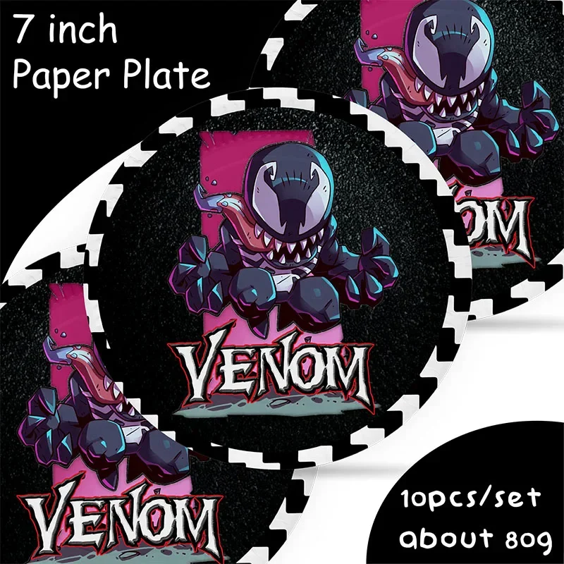 cartoon villain heroes venom dark party tableware plate sticker decorate baby shower children's day boy and girl party supplies