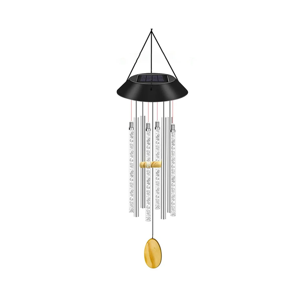 Garden Wind Chime Lamp Solar Powered Induction Glowing Wind Chime Indoor Outdoor Waterproof Wind Bell Hanging Decoration