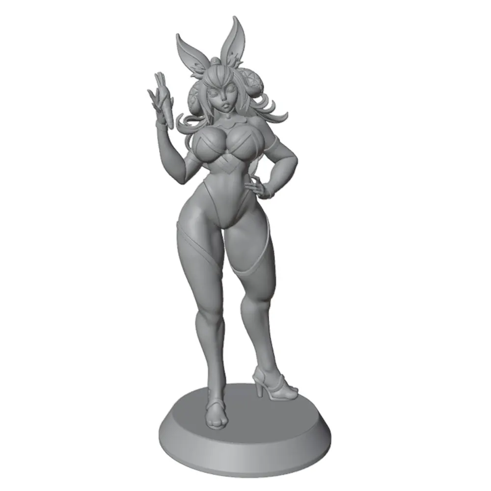 1/24 Scale Sexy Bunny Girl Holding Carrot Desktop Decoration Miniature Resin Figure Model, Size 75mm, Unpainted Resin Model That Requires Hand Painting, Perfect for Role-Playing Games and Collecting.