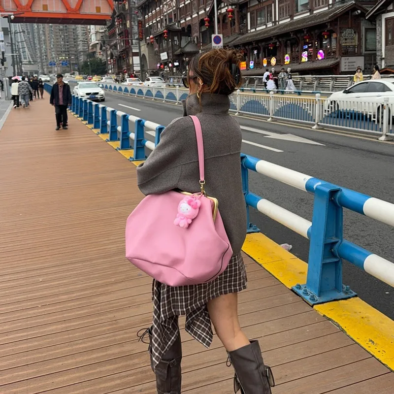 Pink Purses 2026 New In PU Lock Underarm Shoulder Classic Versatile Large Capacity Clip Bags For Women Luxury Designer Handbags