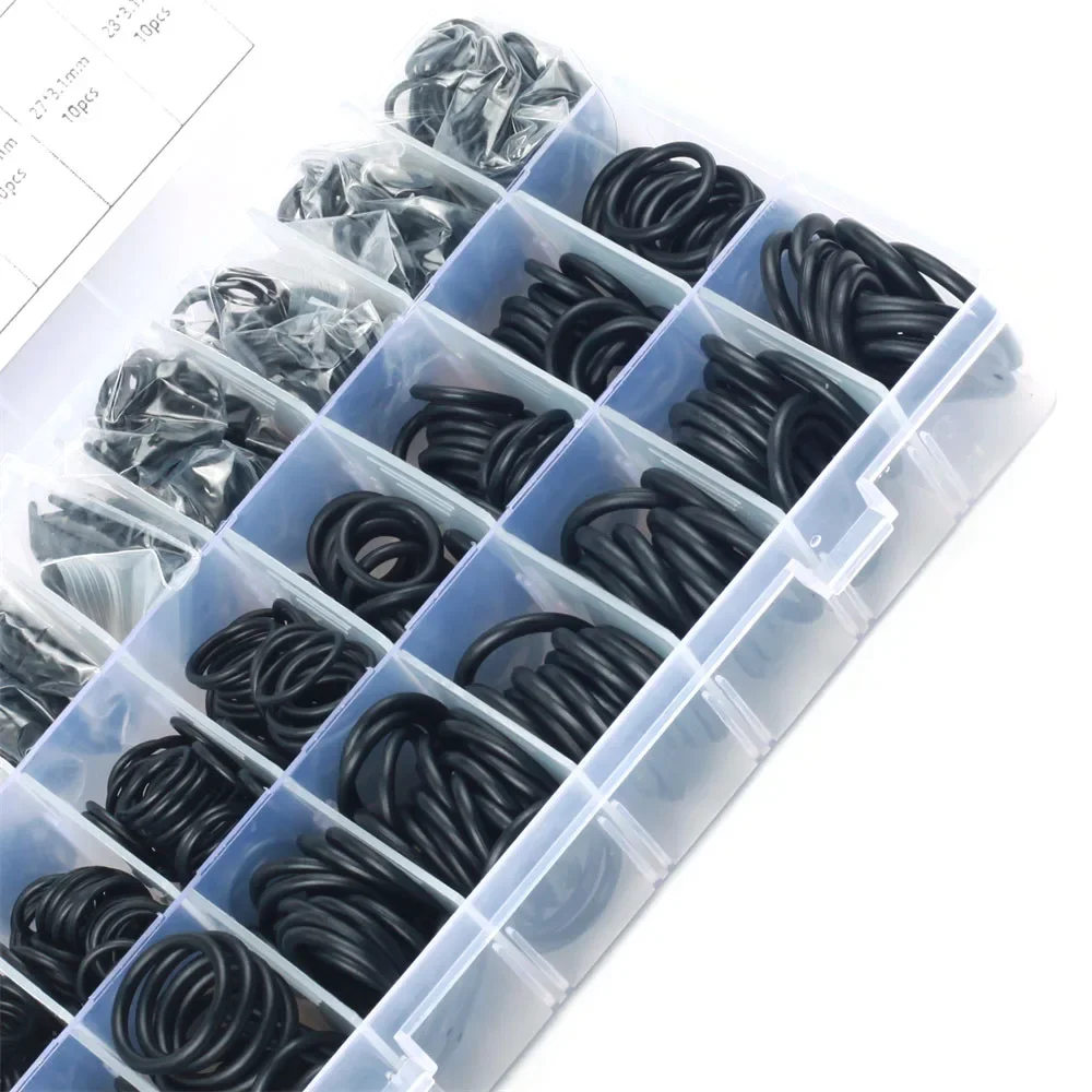 740/1200Pcs O-ring Rubber Gaskets Seal Ring Set Nitrile Rubber High Pressure O-Rings NBR Sealing Elastic Band O Rubber Rings Set