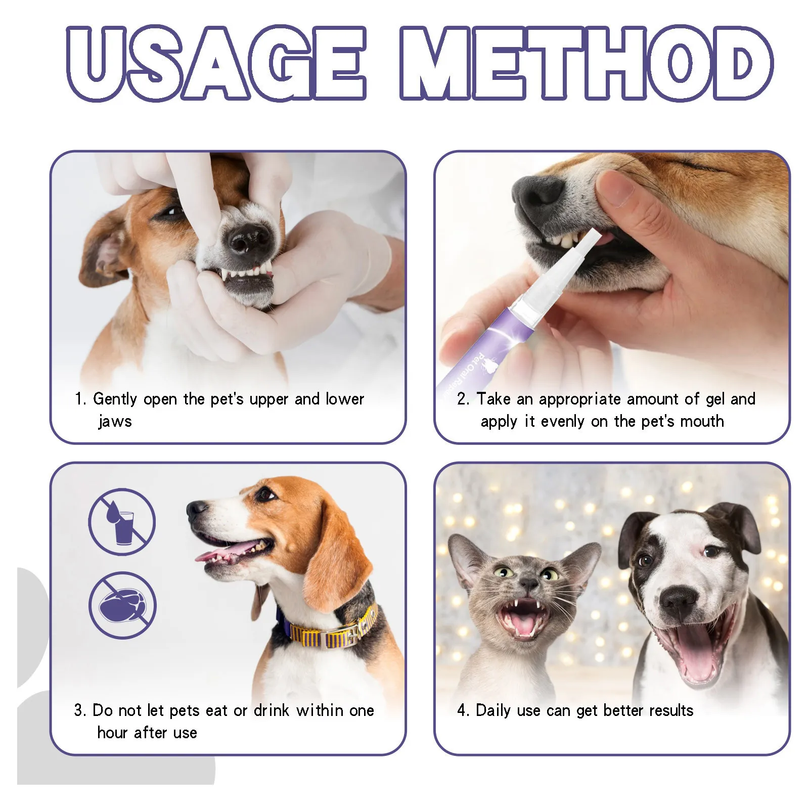 2024 New Pet Oral Gel Bad Breath For Tartar No Need To Brush Teeth Pet Breath Freshener Gel Care Cleaner 3ml