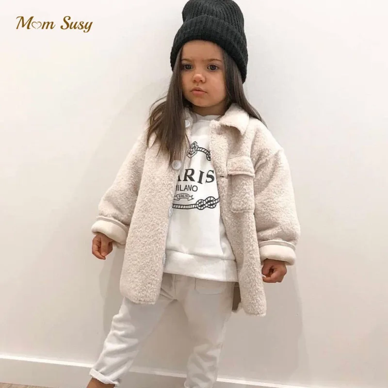 Fashion Baby Girl Boy Fleece Jacket Toddler Child Warm Sheeplike Shirt Coat Kid Outwear Spring Autumn Baby Clothes 2-10Y