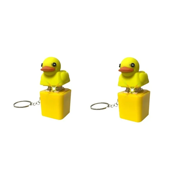1/2/4 Stück Kleiner Gelber Enten-Schlüsselanhänger, Aufladbar mit Sound & LED-Lichtern, Stressabbau-Spielzeug für Erwachsene