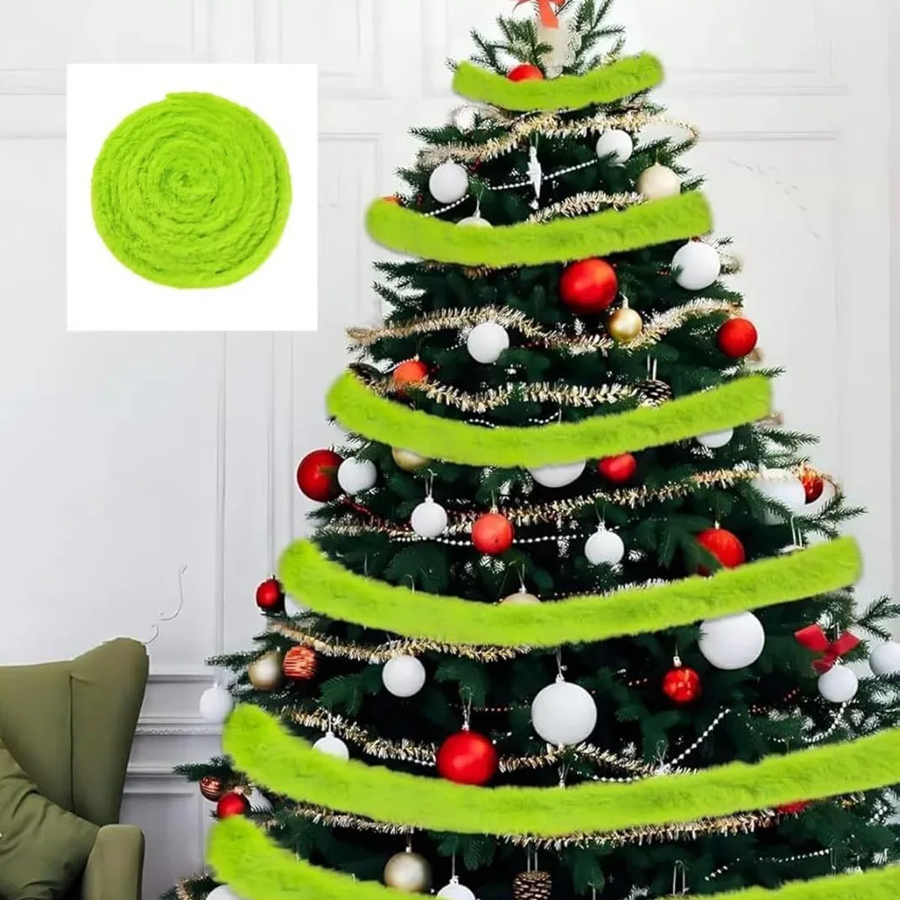 

1.5m Christmas Tree Fur Ribbon Decoration Bow for Clothing Party Supplies Christmas Decoration Accessory