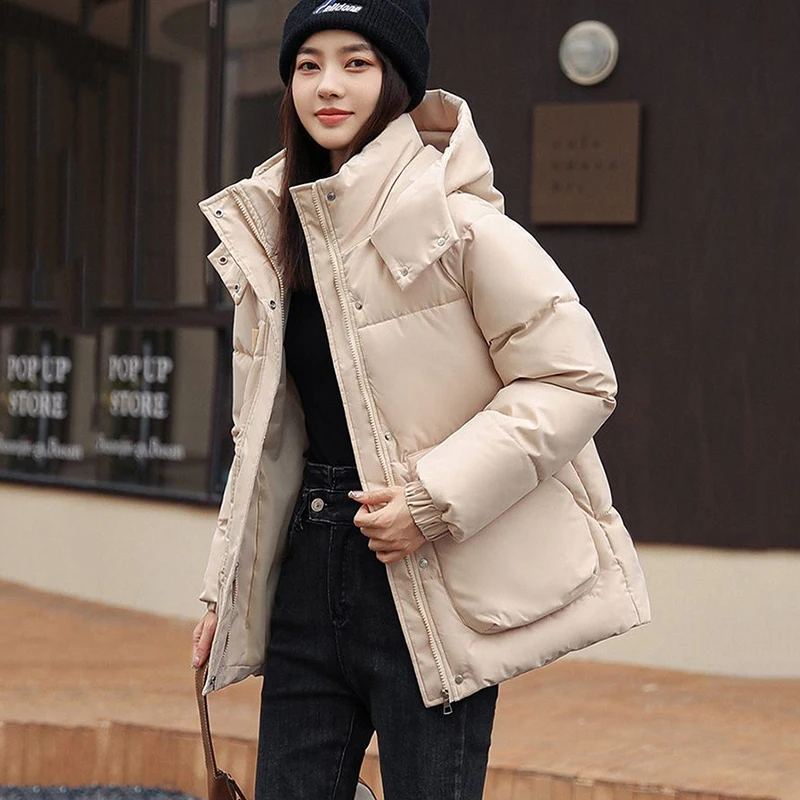 

New Autumn Women Hooded Parkas Jacket Thicken Warm Padded Coat Female Cotton Clothes Winter Outwear Short Down Cotton Jackets