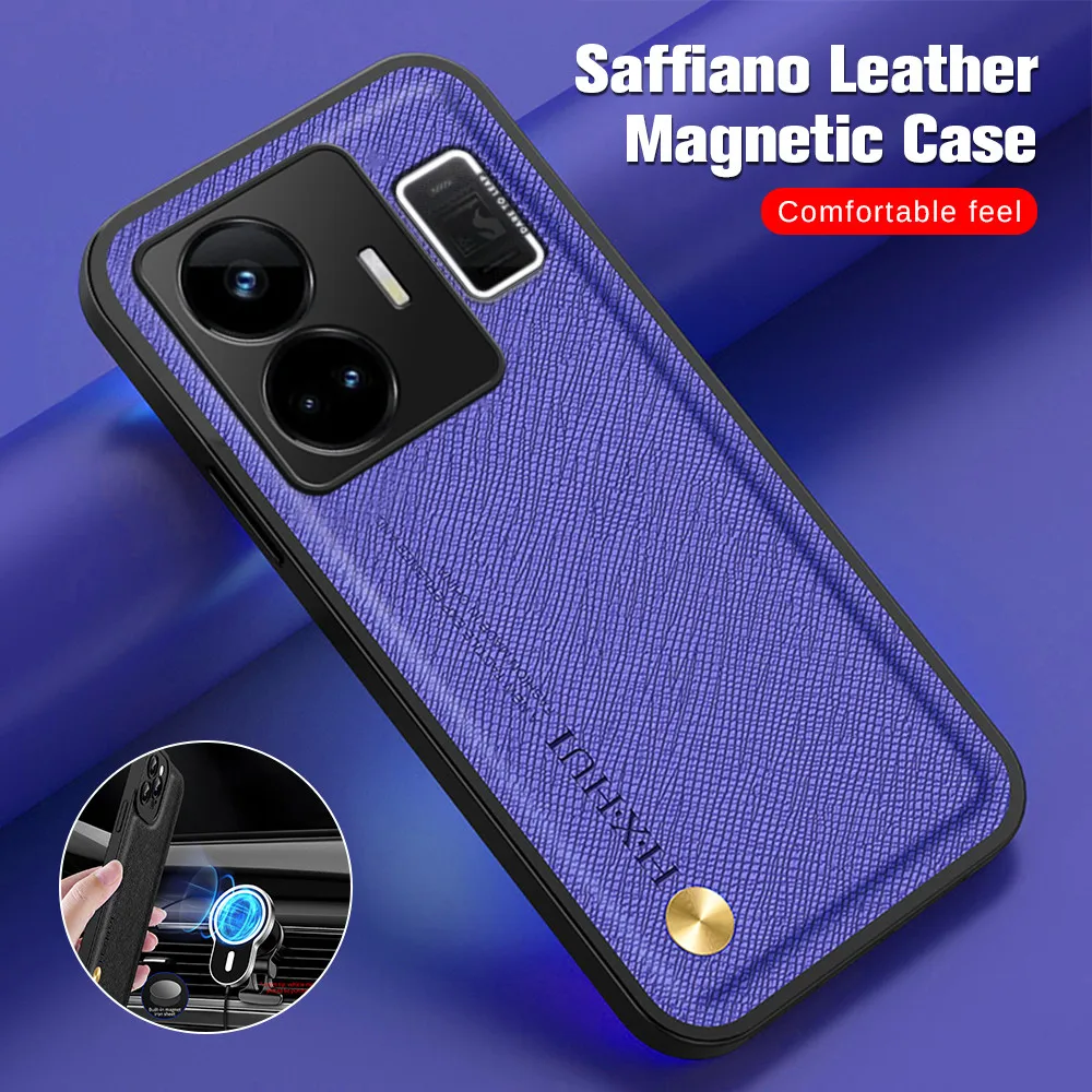 Car Magnetic Holder Leather Case For Realme GT Neo5 5G RMX3706 6.74