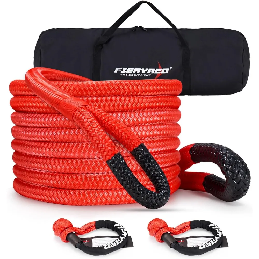 

7/8 Inch x 20 FT Heavy Duty Kinetic Recovery Rope Kit with Soft Shackles for Offroad Vehicles
