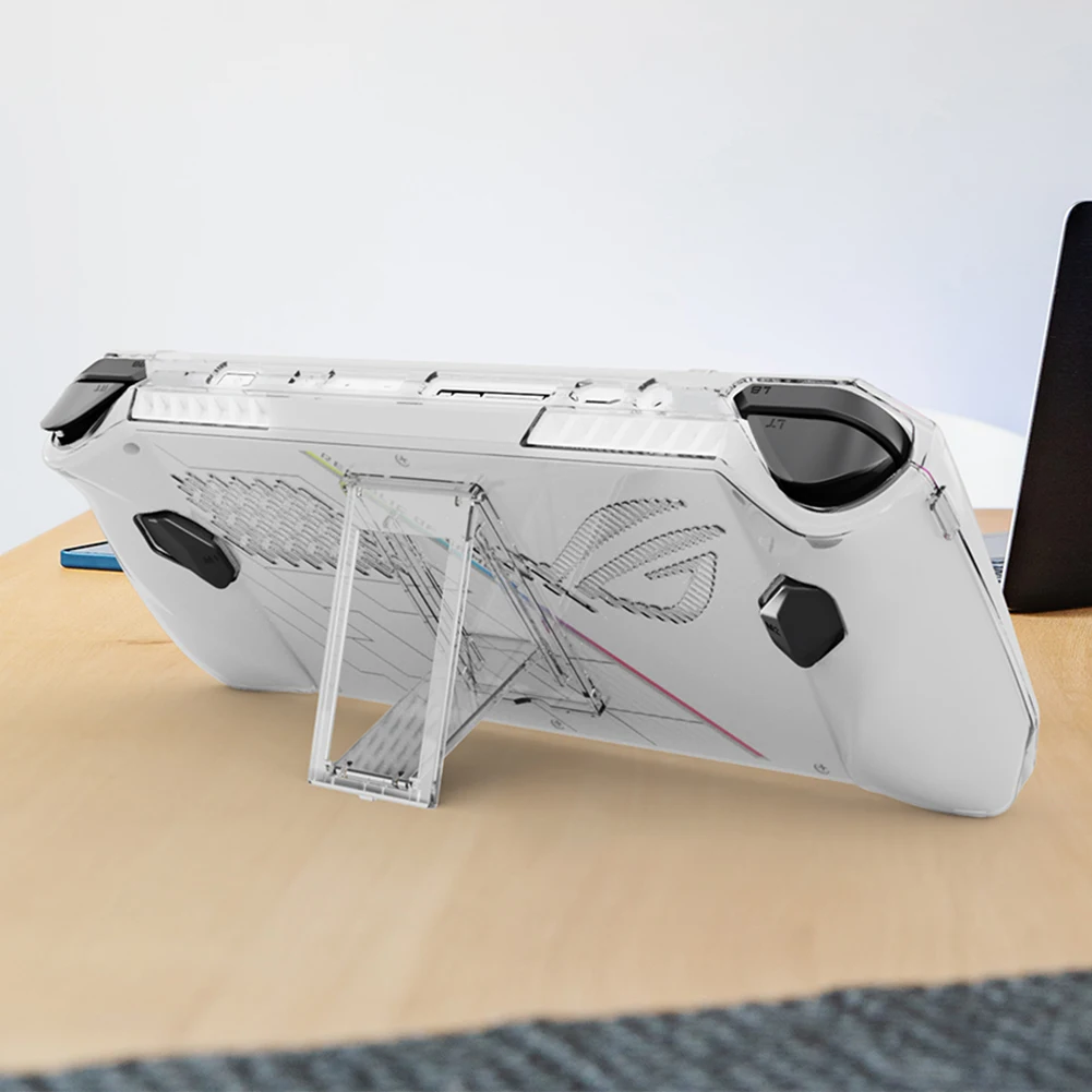 

Transparent Protective Case Console Protector Case Shockproof Anti-fall with Folding Stand for Asus ROG Ally Game Console