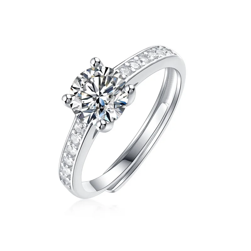 

S925 Silver Moissanite doting trend simple ring accessories