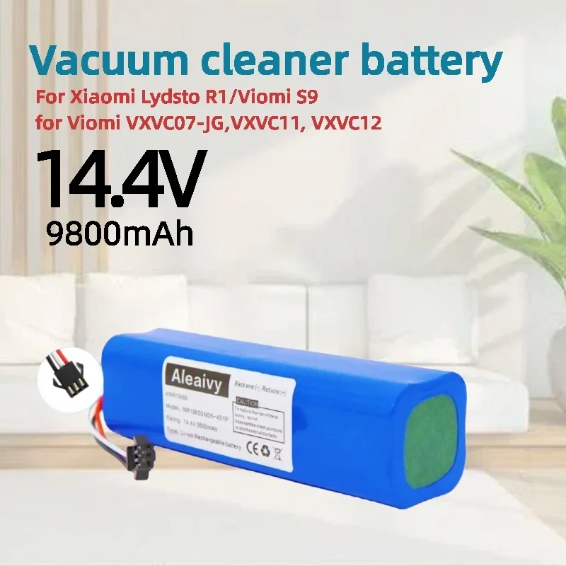 14.4V 9800mAh suitable for Xiaomi Lydsto R1 Roidmi Eve Plus Viomi S9 rechargeable lithium-ion battery replacement