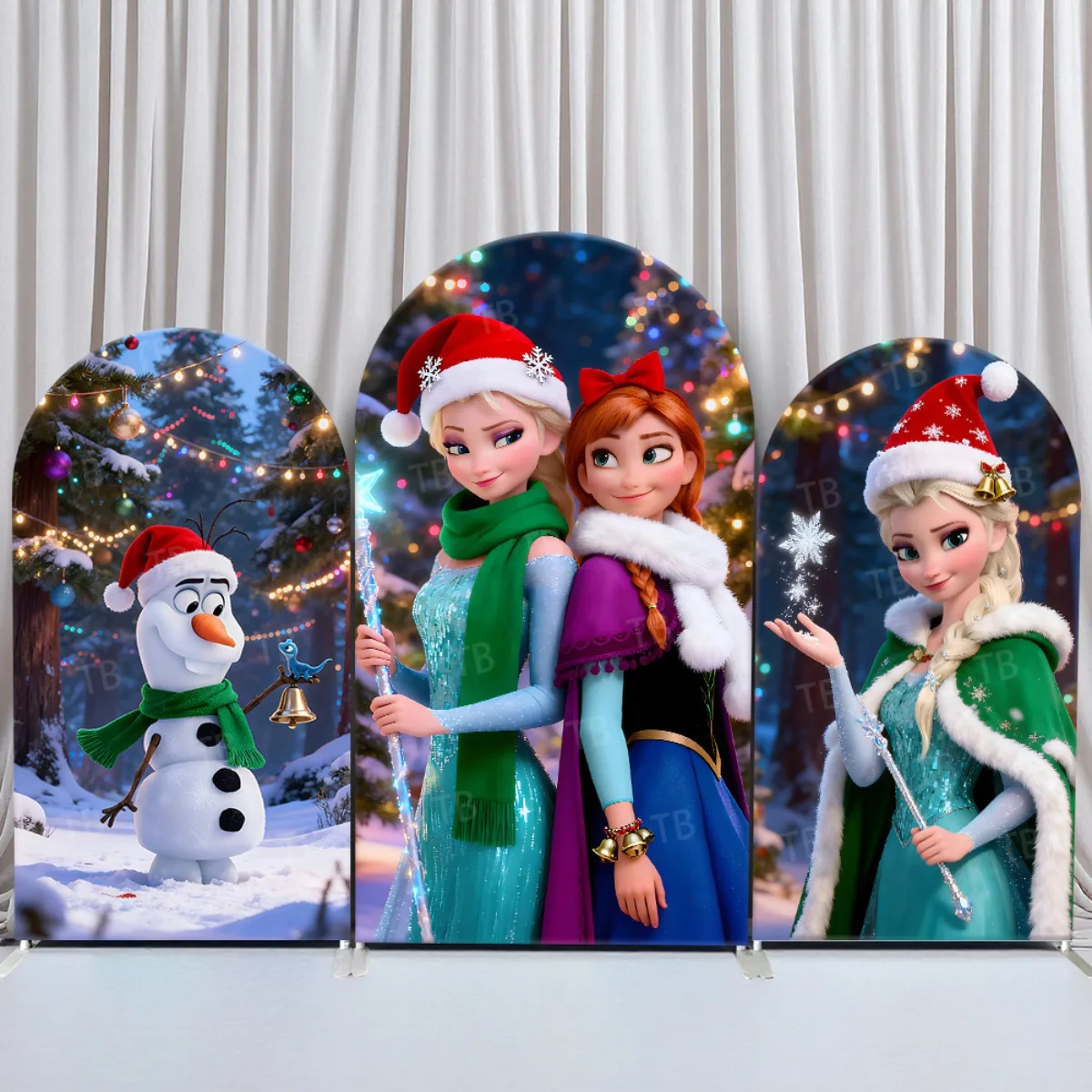 

Christmas Theme Arch Backdrop Cover Princess Elsa & Anna for Girls Birthday Party Baby Shower Photography Background Wall Decor