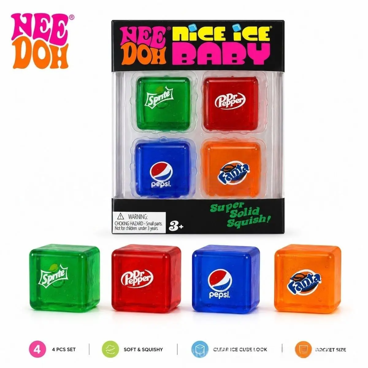 

Nee Doh Squishy Stress Toy 4 Pcs Set Clear Ice Cube Soda Pattern Slow Rising Fidget Toy For Adult Anxiety Relief Pocket Size