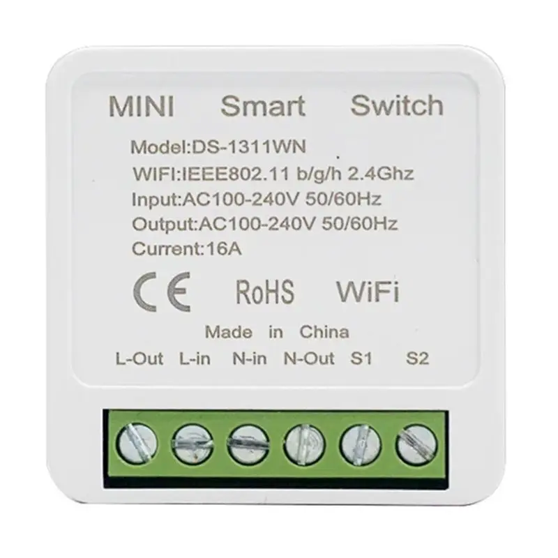 

Модуль мини-выключателей Wi-Fi AT21-16A для самостоятельной установки, двухстороннее управление, совместим с Tuya Smart Life, Alexa, Alice, Google Home