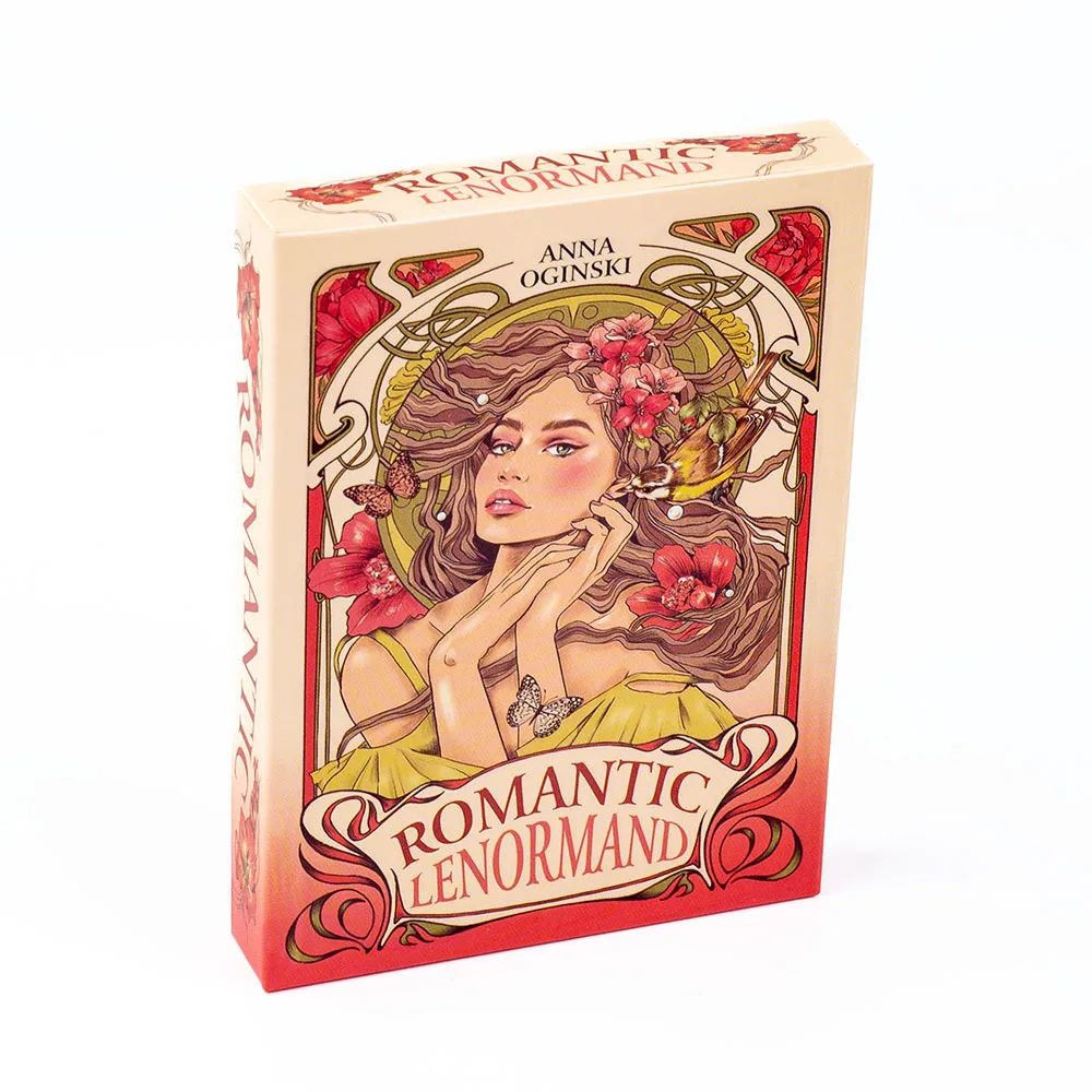 Romantyczne karty Wyroczni Lenormand 37 sztuk Talia 10,2 x 7,2 cm Angielska wizja Art Nouveau Kwiatowe motywy na imprezę Gry planszowe