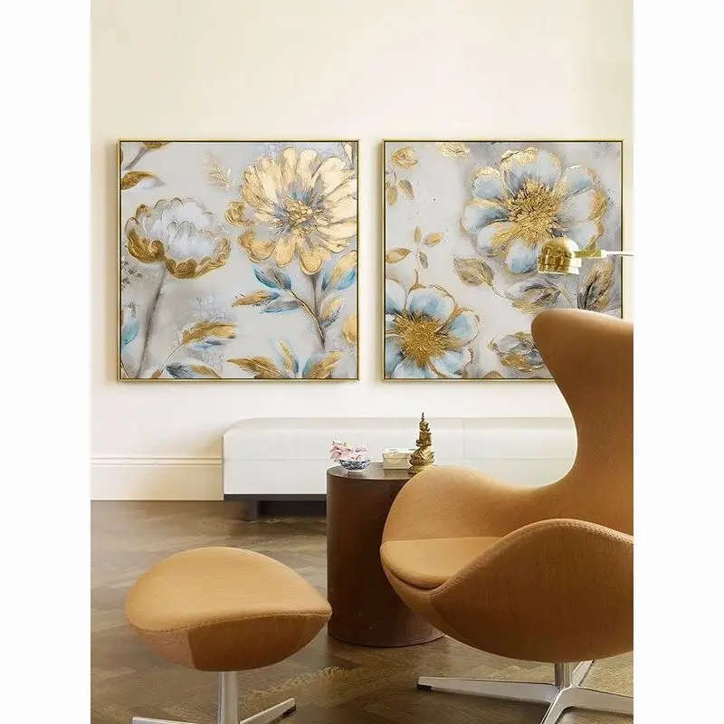 

Hand-painted entrance oil painting, modern light luxury, living room sofa background wall