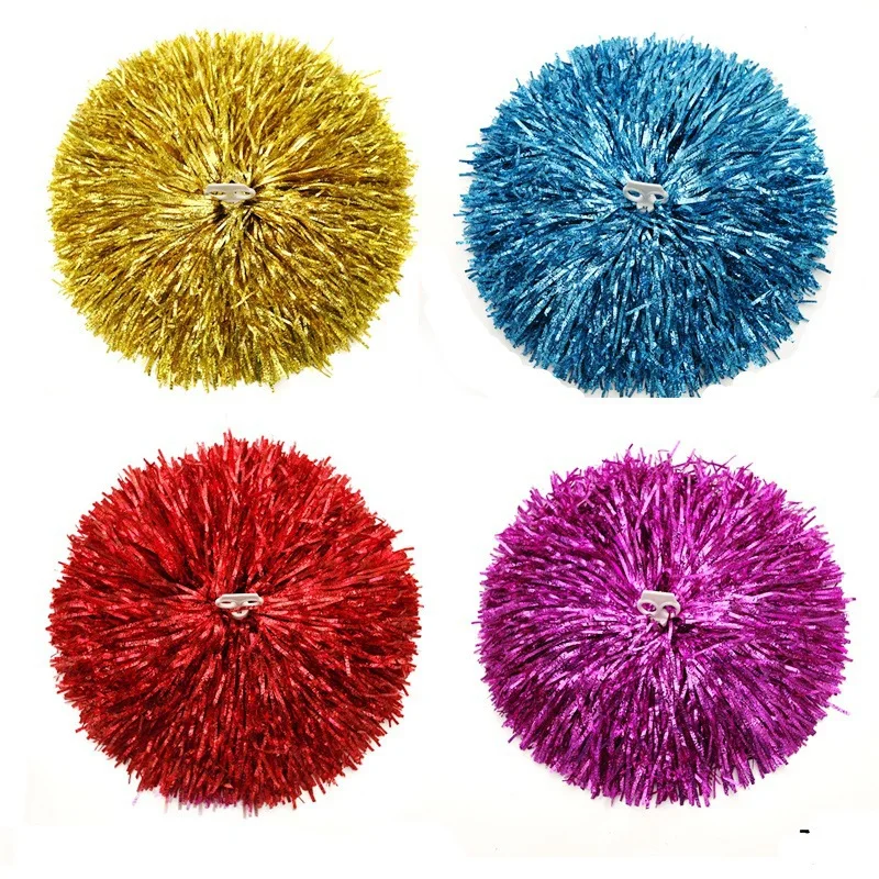 5 Pair Bright Metallic Color Fine Filament Pompom Cheerleading Big Match Pom Club Dance Props Bouquet Team Sports Game Cheering