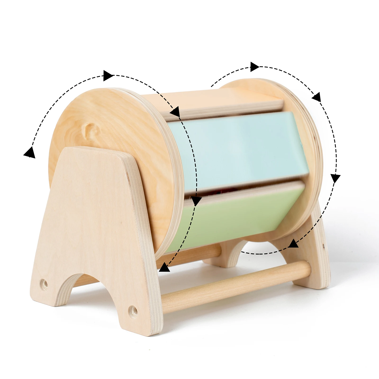 Gently rotate the macaron textile drum to feel the color changes, 360 degree roundness without burrs, caring for small hands