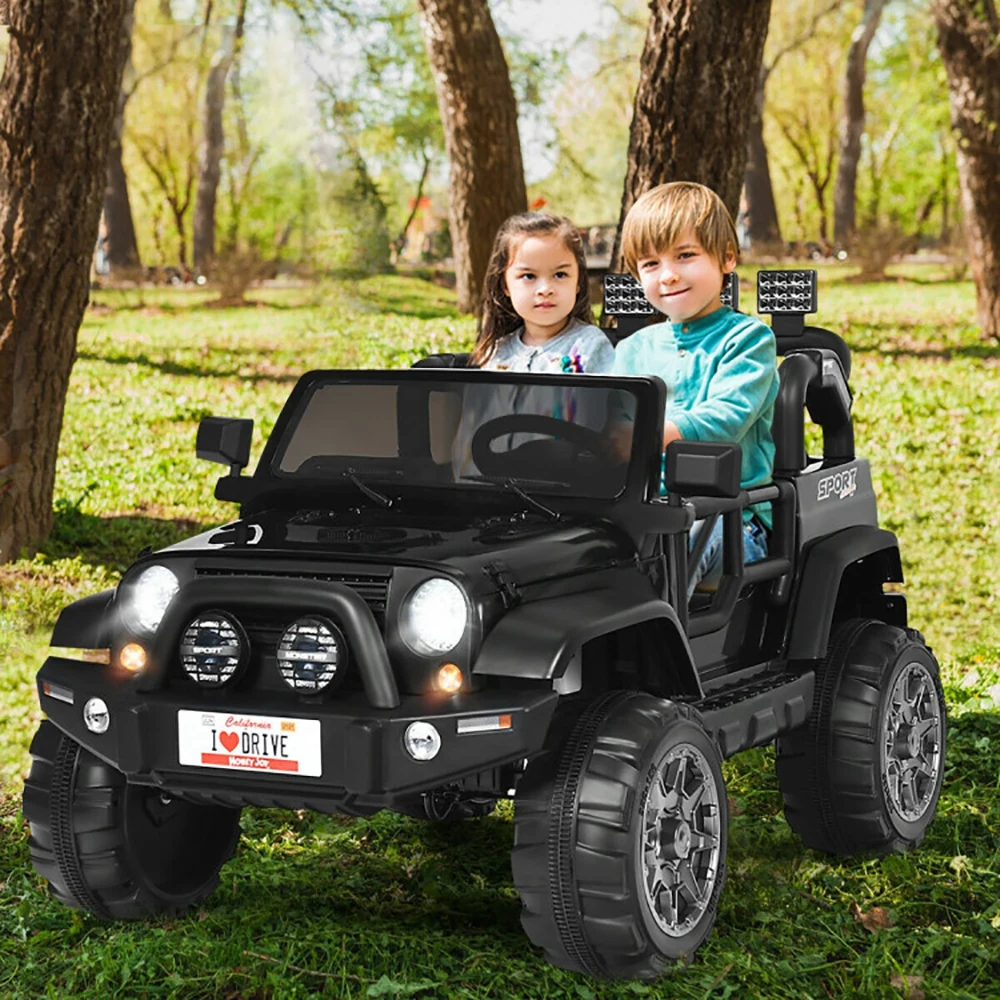 Electric Car for Kids 12V Battery Powered Electric Vehicle w/Parent Remote Control Spring Suspension, Storage 3 Speeds LED Light