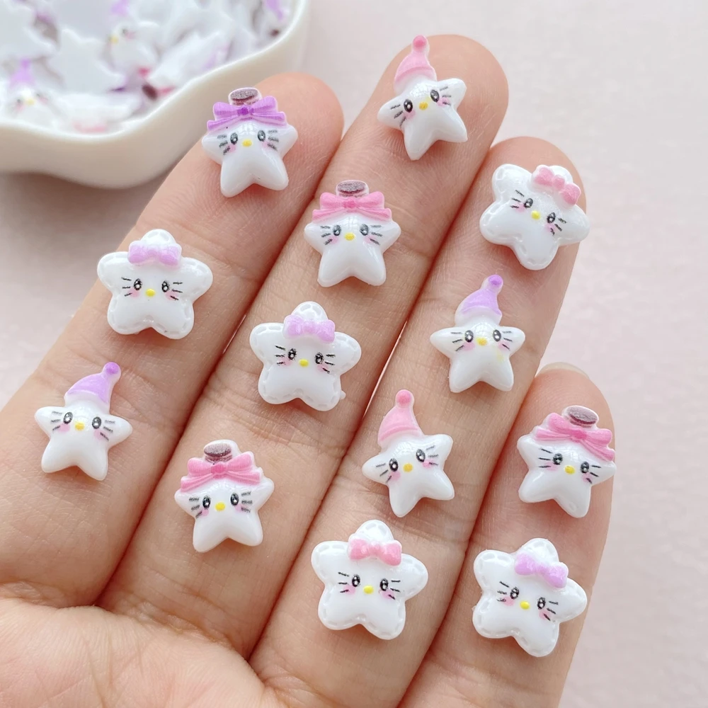 50Pcs Mixed Nail Art Resin Cartoon Mini Star Cat Series Charms Rhinestones DIY Craft For Nail 3D Decorations Jewelry