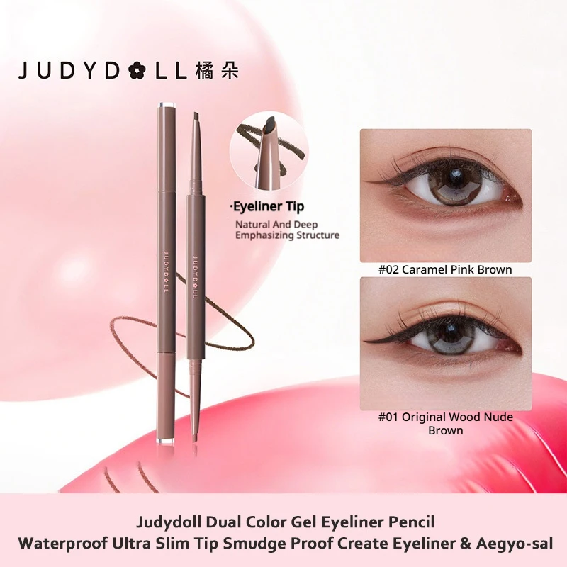 Judydoll Dual Color Gel Eyeliner Pencil Waterproof No Smudge Longlasting Sweatproof Ultra Slim Tip Beginner Eye Aegyosal  Makeup