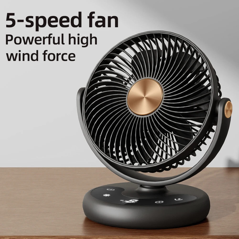 KASYDoFF USB Fans Indoor Fan 8 Inch Fan Portable with 5 Gears Quiet on Mini Table Fan Oscillation Fan