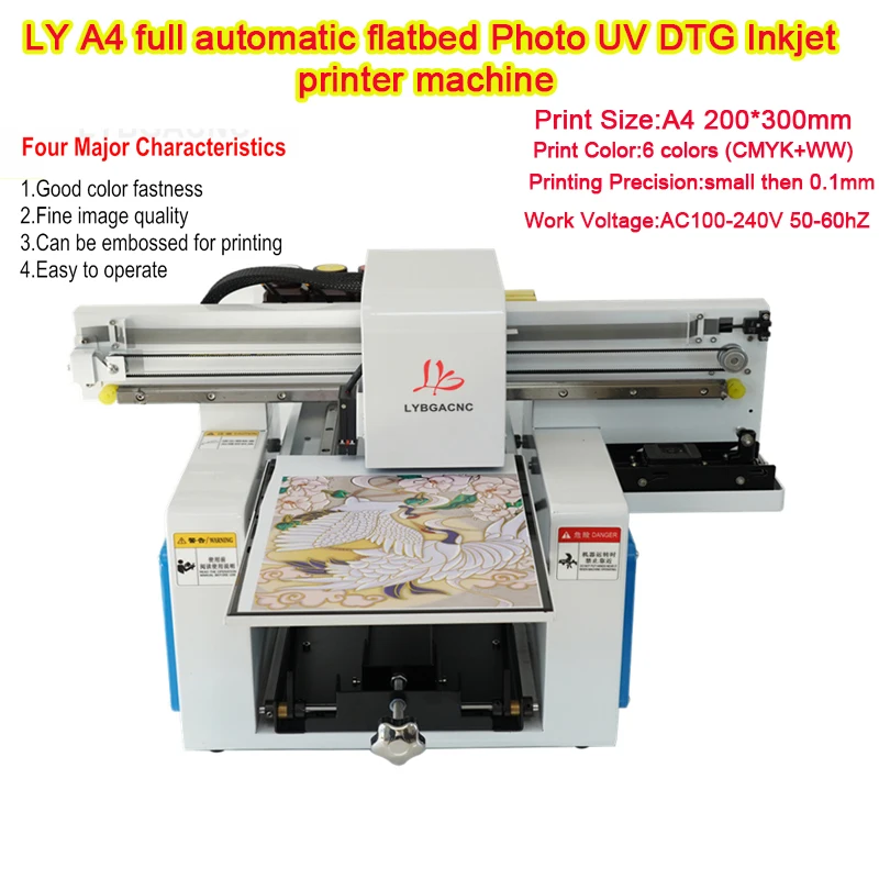 

LY A4 full automatic flatbed Photo UV DTG Inkjet printer machine USB infrared ray measure 2880 DPI print 220V 110V