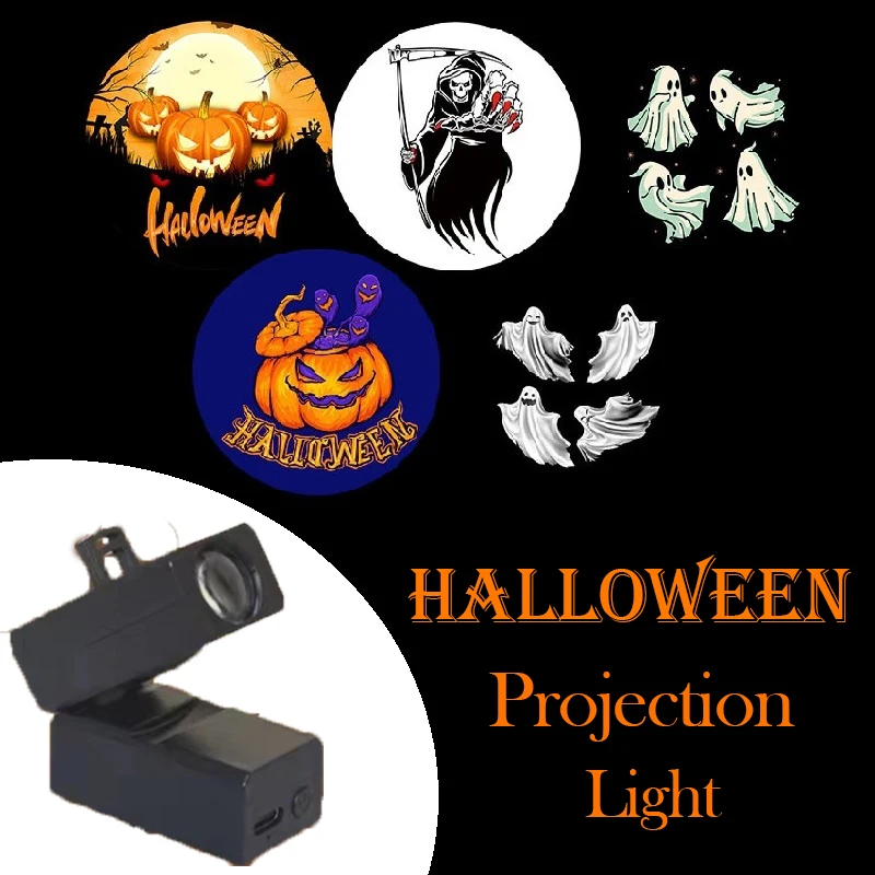 Halloween Projection Light Pumpkin Skeleton Projection Lamp Ghosts Terror background projection Halloween Decoration Kid Gifts