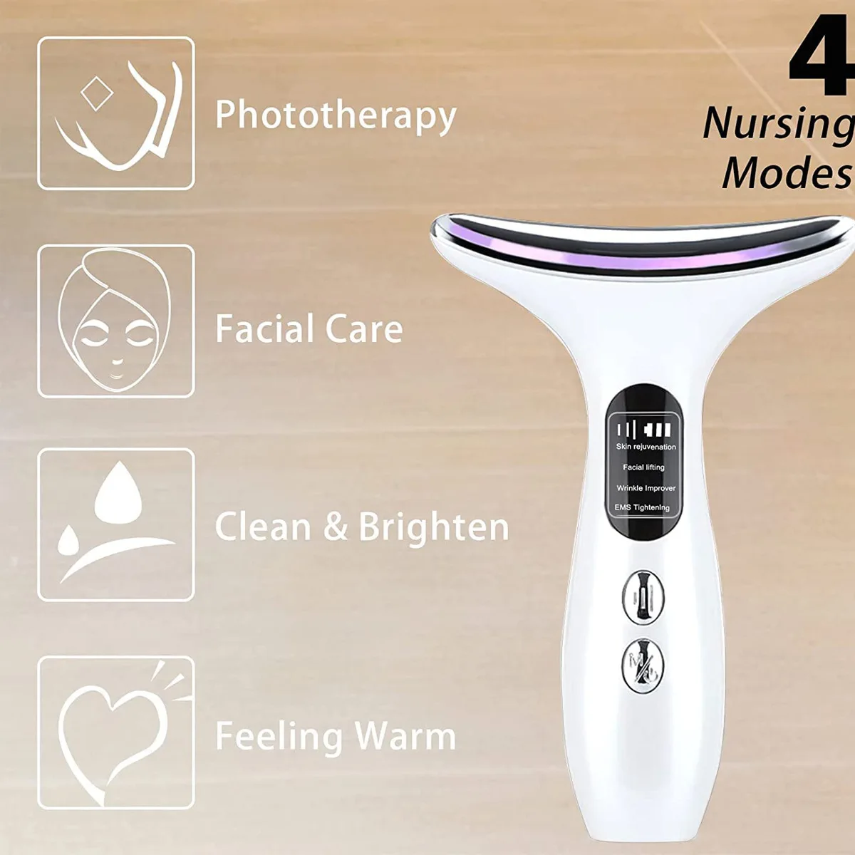 EMS Microcurrent Chin Lifting Face Neck Beauty Device LED Photon Firming Rejuvenation Anti Wrinkle Skin Care Facial Massager 고주파