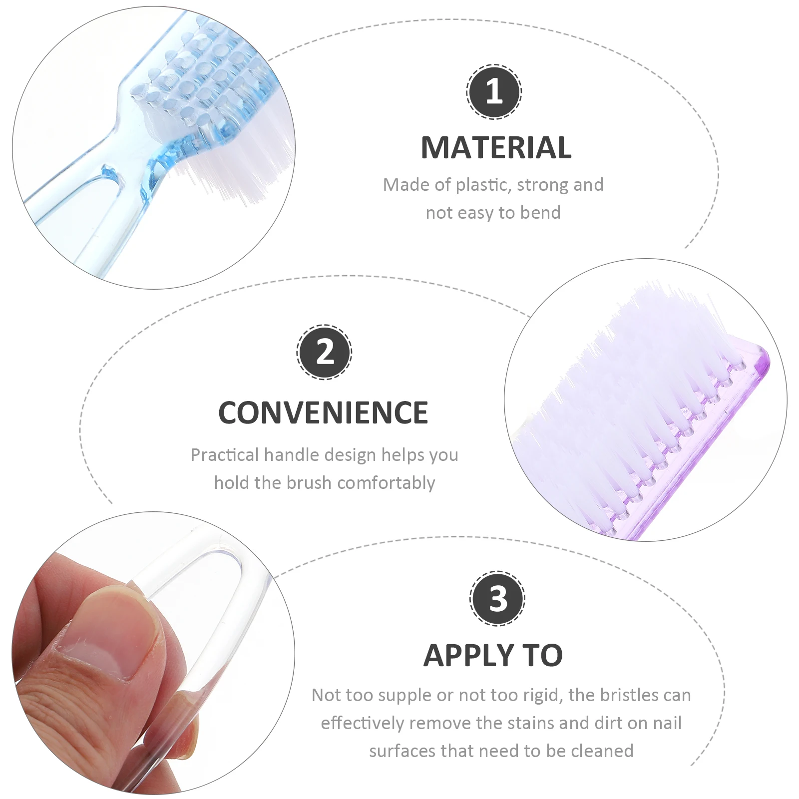 15 個の爪洗浄ブラシネイルアートダストリムーバーマニキュアペディキュアツールスクラブ爪に優しいロングハンドル