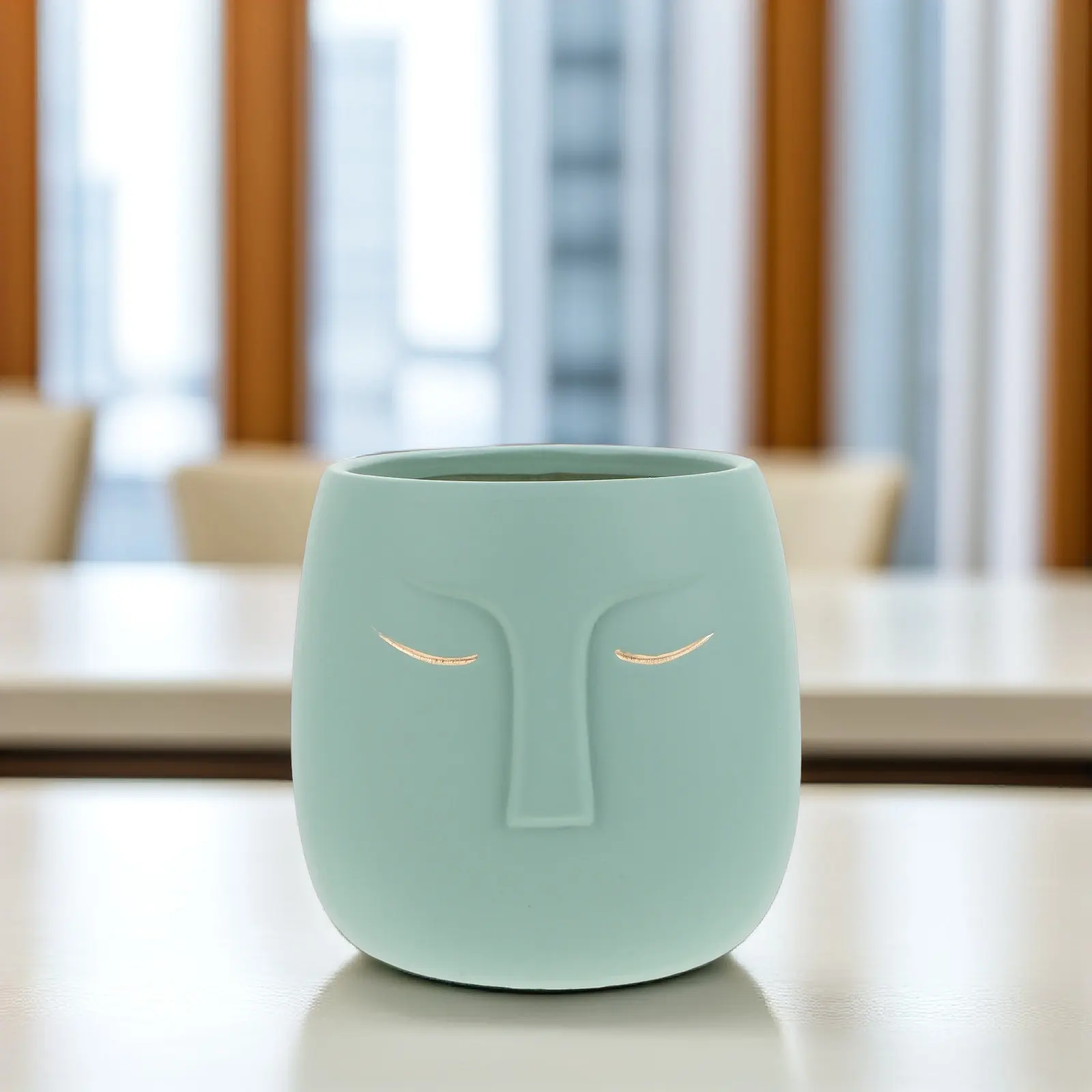 Ceramics Flowerpot Creative Abstract Face Design Succulent Planter for Window Sill Garden Table Decorative Plant Holder