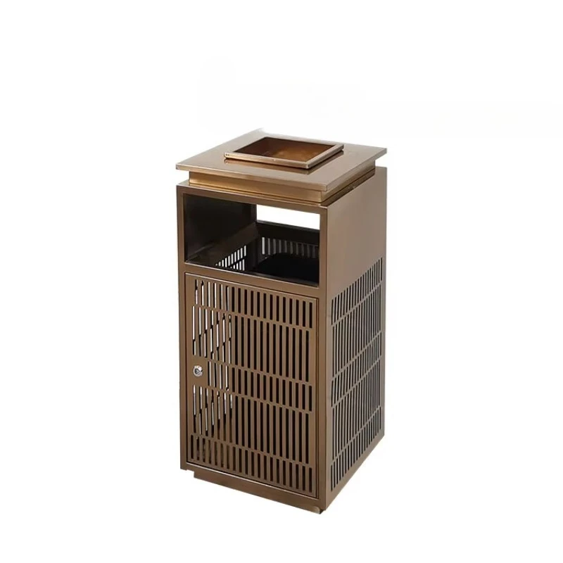Customized 38L outdoor environmentally friendly stainless steel perforated pattern trash can, suitable for street and park use